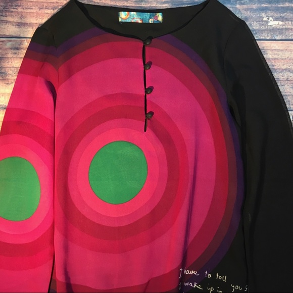 🌻SOLD🌻Desigual Elisabeth Sheer Blouse - Picture 4 of 8